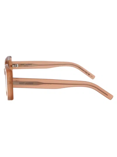 Saint Laurent Sunrise Thick Rectangle Acetate Sunglasses In Orange