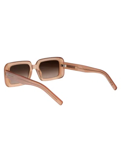 Saint Laurent Sunrise Thick Rectangle Acetate Sunglasses In Orange