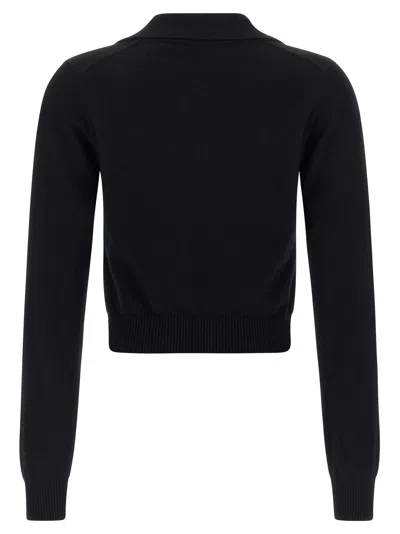 Dolce & Gabbana Collared Neck Long Sleeves Ribbed Hem In Black