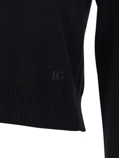 Dolce & Gabbana Collared Neck Long Sleeves Ribbed Hem In Black