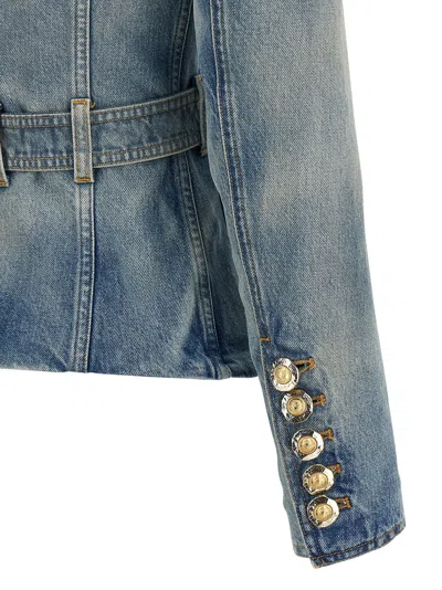 Balmain Stonewashed Cotton Denim Blazer In Blue