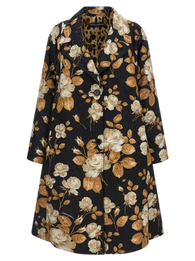 Dolce & Gabbana Embroidered Floral Pattern Coat With Long Sleeves In Multi