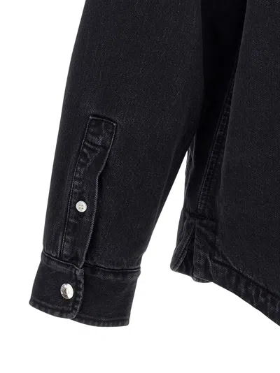 Jacquemus Virgin Wool Long-sleeve Shirt With Embroidered Logo In Black