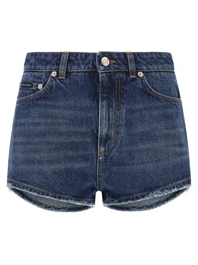 Dolce & Gabbana Logo Plate Shorts Bermuda And Short Blue In Blue