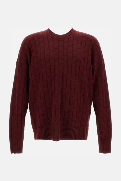 Plan C Ribbed Checked Sweater In Brown