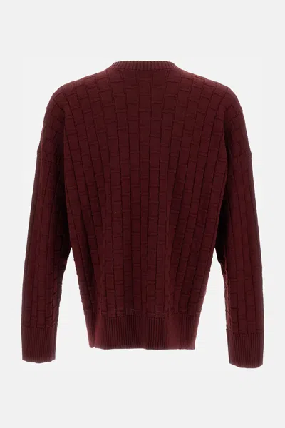 Plan C Ribbed Checked Sweater In Brown