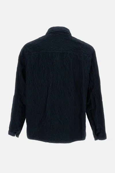 Stone Island Black 1200020 Wrinkled Corduroy 500-tc Jacket In Blue