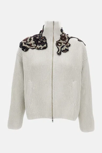 Durazzi Milano Knitted Bomber Jacket In White