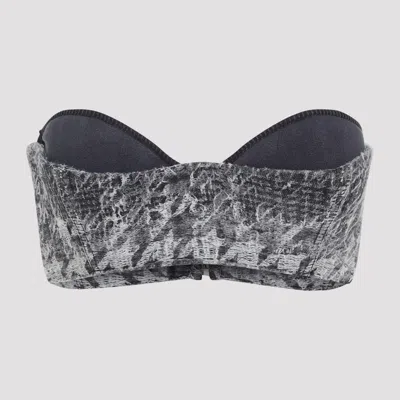 Diesel Abstract Textured Bodysuit With Structured Bust In Gray