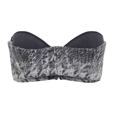 Diesel Abstract Textured Bodysuit With Structured Bust In Gray