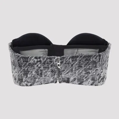 Diesel Abstract Textured Bodysuit With Structured Bust In Gray