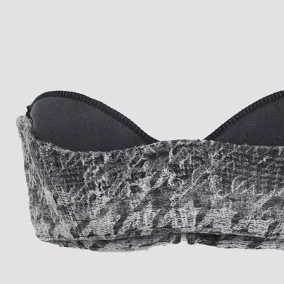 Diesel Abstract Textured Bodysuit With Structured Bust In Gray