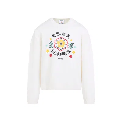 Casablanca Crewneck Sweater With Floral Embroidery In Multi