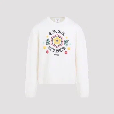 Casablanca Crewneck Sweater With Floral Embroidery In Multi