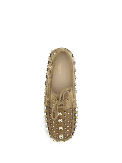 Valentino Garavani Crystal-embellished Loafers In Brown