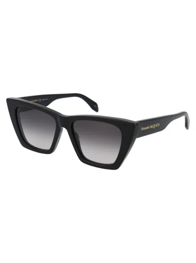 Alexander Mcqueen Black Black Grey Acetate Sunglasses In Black