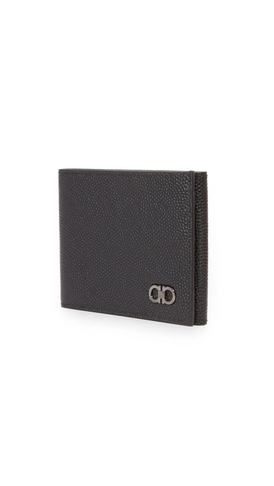 Shop Ferragamo 1041 Leather Tri Fold Wallet In Black