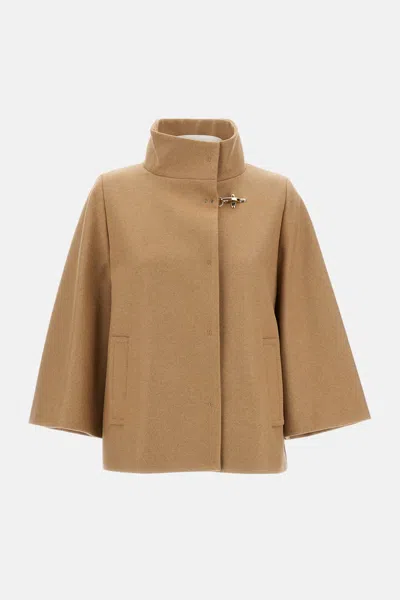 Fay Structured Jacket With Pockets And High Collar In Nude