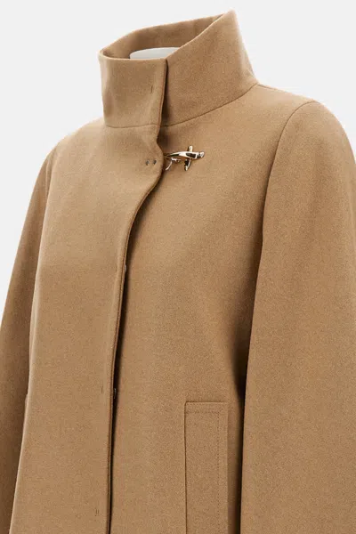 Fay Structured Jacket With Pockets And High Collar In Nude