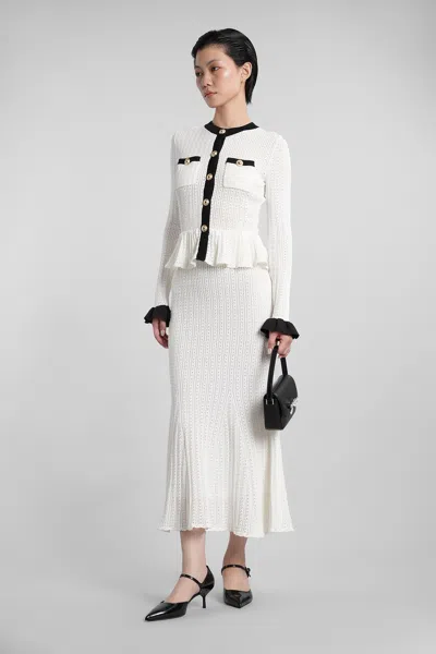Self-portrait White Midi Dress In Pointelle Knit Self Portrait In White