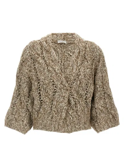 Brunello Cucinelli Chunky Knit Cardigan In Neutral