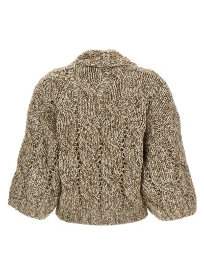 Brunello Cucinelli Chunky Knit Cardigan In Neutral