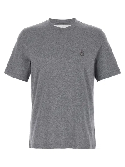 Brunello Cucinelli Cotton Crew Neck T-shirt In Gray