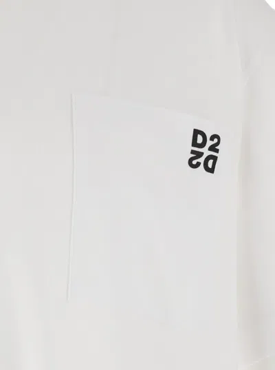 Dsquared2 Black And White Set Of Two T-shirts With Logo On The Front In Cotton Man In White
