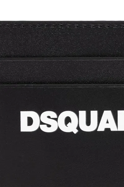 Dsquared2 Smooth Leather Wallet With Keyring Attachment And Bold Logo In Black