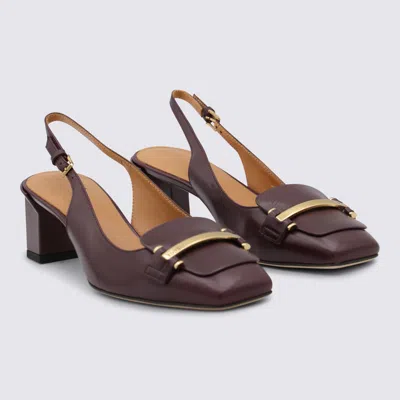 Tod's Chunky Heel Buckle Square Toe Pumps In Brown