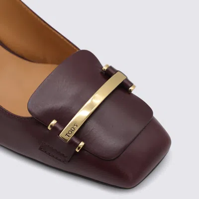 Tod's Chunky Heel Buckle Square Toe Pumps In Brown