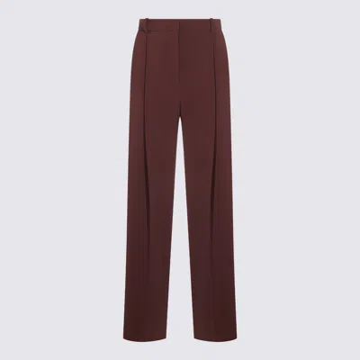 Elisabetta Franchi Trousers With Front Pleats And Belt Loops In Burgundy