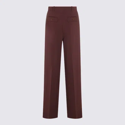 Elisabetta Franchi Trousers With Front Pleats And Belt Loops In Burgundy