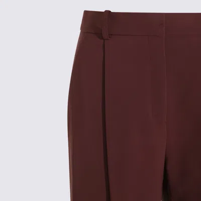 Elisabetta Franchi Trousers With Front Pleats And Belt Loops In Burgundy