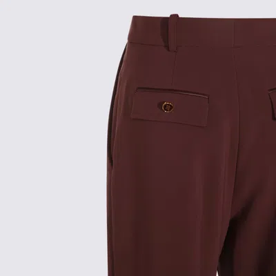 Elisabetta Franchi Trousers With Front Pleats And Belt Loops In Burgundy