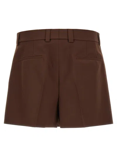Gucci Tailored Wool Shorts With Pockets And Pleats In Brown