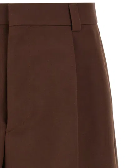 Gucci Tailored Wool Shorts With Pockets And Pleats In Brown
