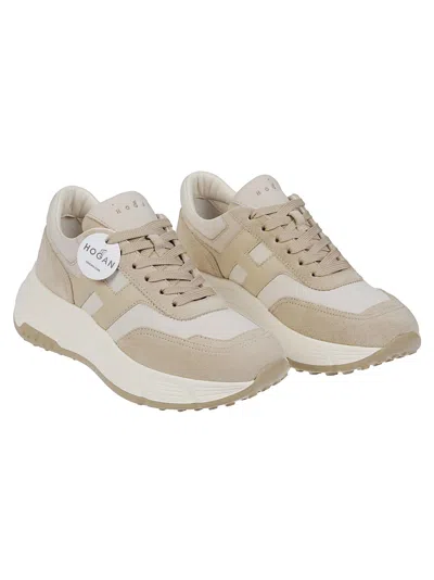 Hogan Panelled Design Leather Sneakers With Ridged Sole In Multi