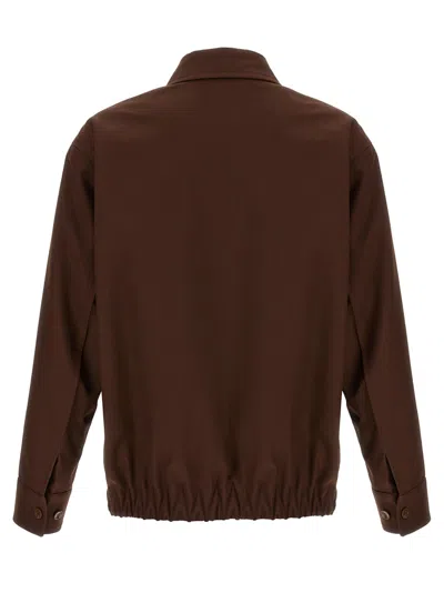 Gucci Twill Jacket Puffer Jackets Brown In Brown