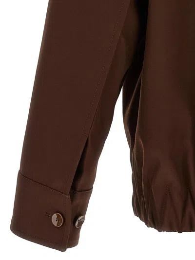 Gucci Twill Jacket Puffer Jackets Brown In Brown