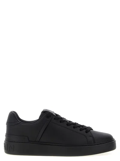 Balmain Court Round Toe Flat Sole Sneakers In Black