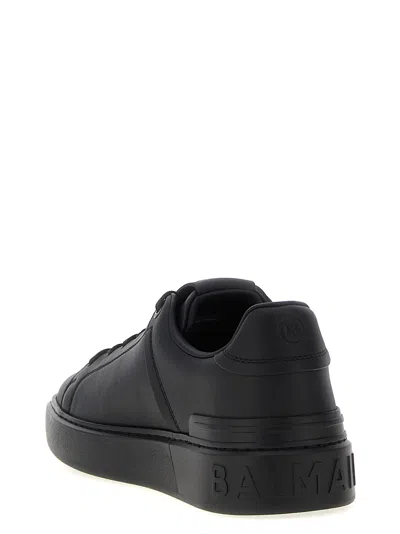 Balmain Court Round Toe Flat Sole Sneakers In Black