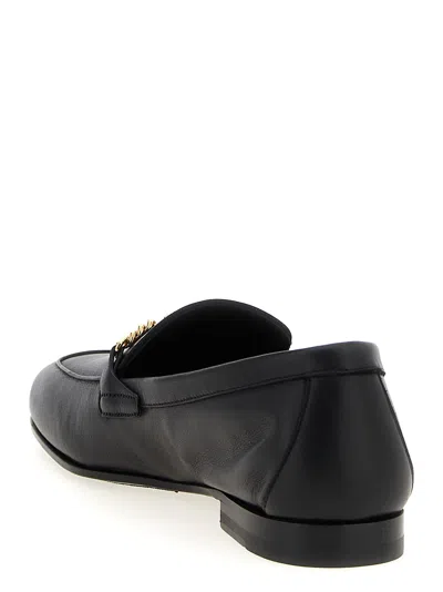 Versace Medusa Chain Leather Loafers In Nero-oro