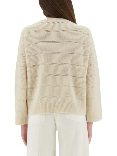 Brunello Cucinelli Ivory Diamond Cashmere And Wool Sweater In Neutral