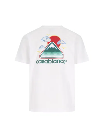 Casablanca Montagne Ondulée Logo-print Cotton-jersey T-shirt In White
