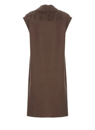 Herno Beige Warmy And Nylon Waistcoat In Brown