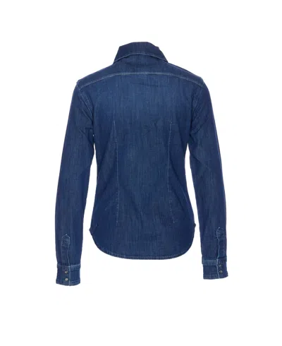 Liu •jo Denim Shirt With Crystals And Studs In Blue