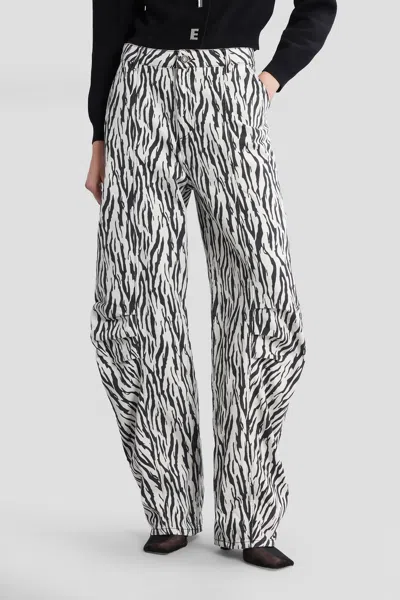 Rotate Birger Christensen Zebra Print Cargo Trousers With Back Pockets In White