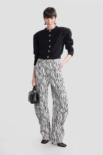 Rotate Birger Christensen Zebra Print Cargo Trousers With Back Pockets In White