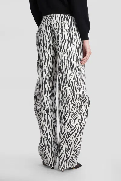Rotate Birger Christensen Zebra Print Cargo Trousers With Back Pockets In White